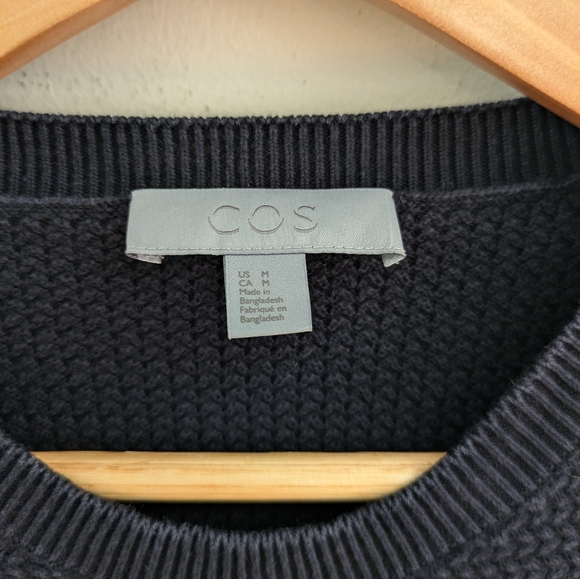 Cos Navy Cotton Pullover Sweater Size M - Picture 3 of 4